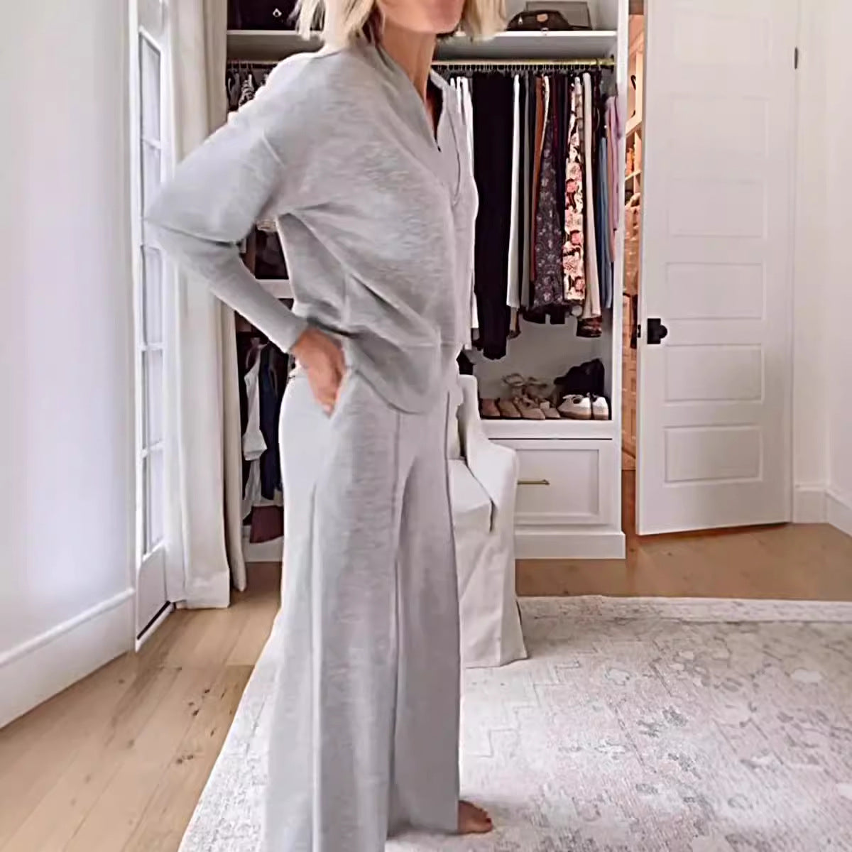 Valenzora | Loose top and wide-leg trousers set