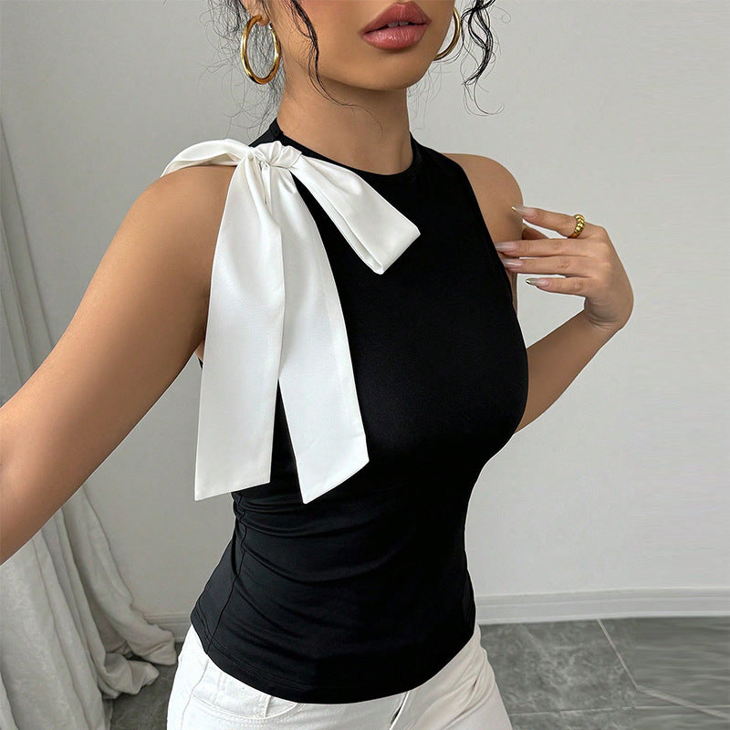 Damen-Tanktop mit eleganter Schleifenapplikation, Größe
