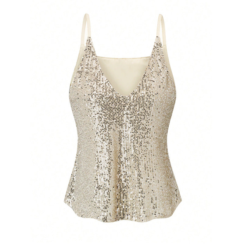 Valenzora | Sequin sleeveless V-neck top