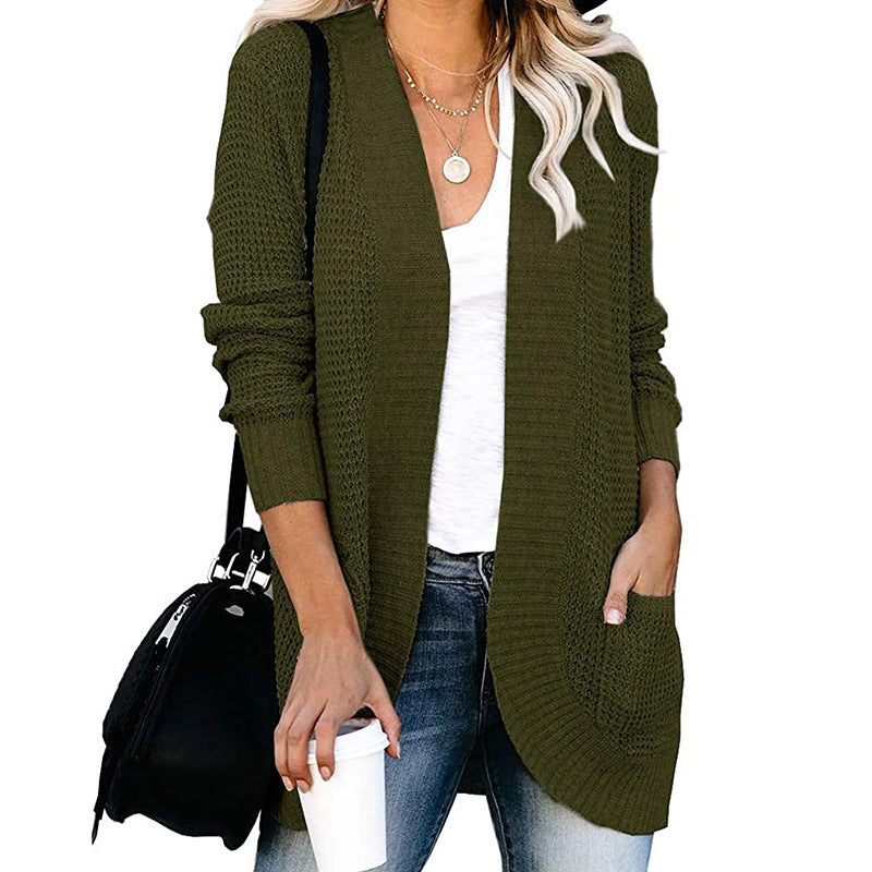 Women's open-cut cardigan with side pockets, size