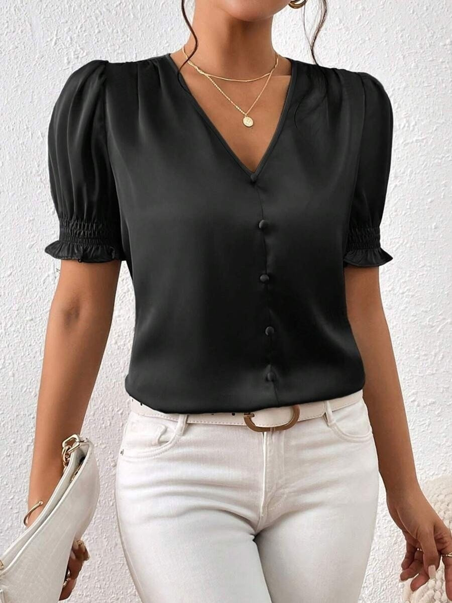 Valenzora | Casual short-sleeved ruffled shirt