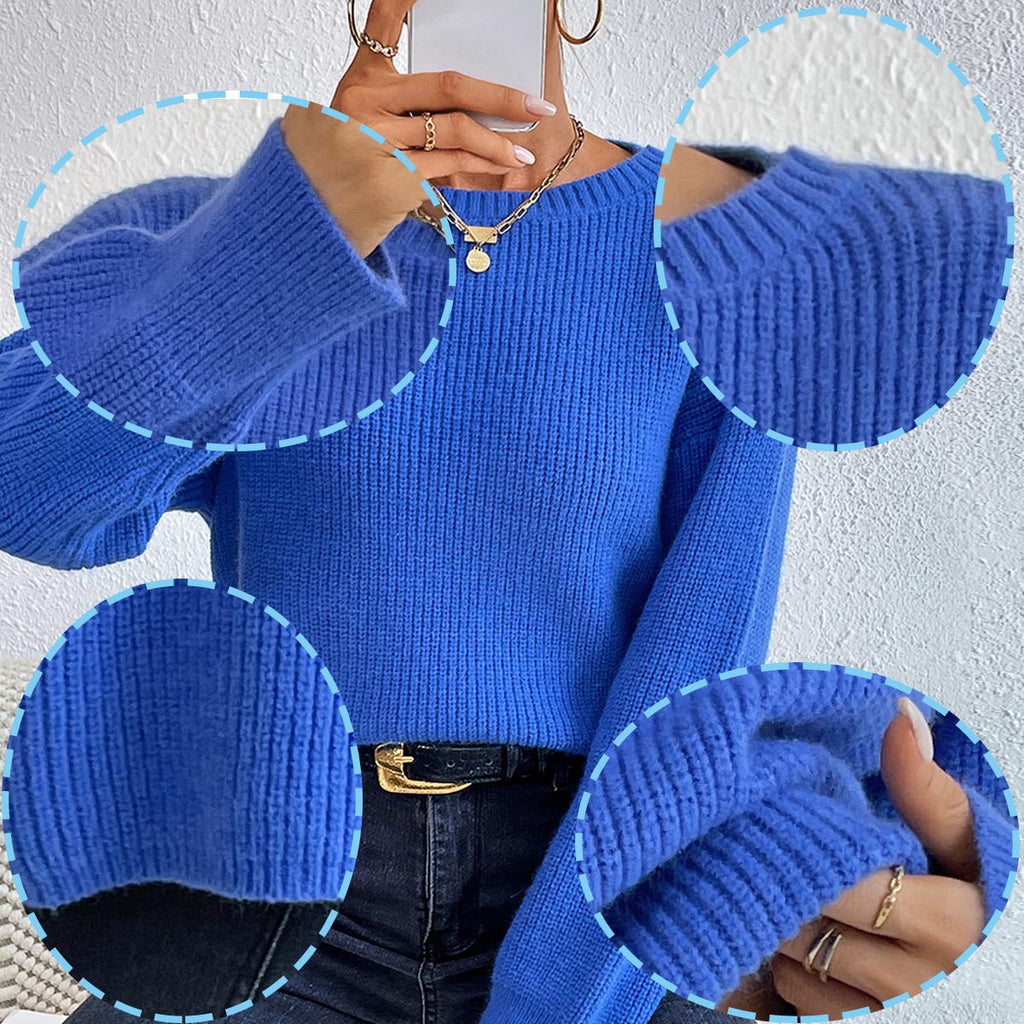 Damen Freizeit-Strickpullover mit entspannter Passform und eleganten Rippdetails, Größe [size]