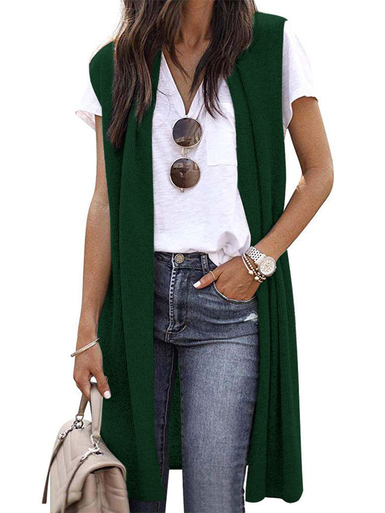 Offener Cardigan für Damen mit legerer Passform und langen Seitenpartien, Größe