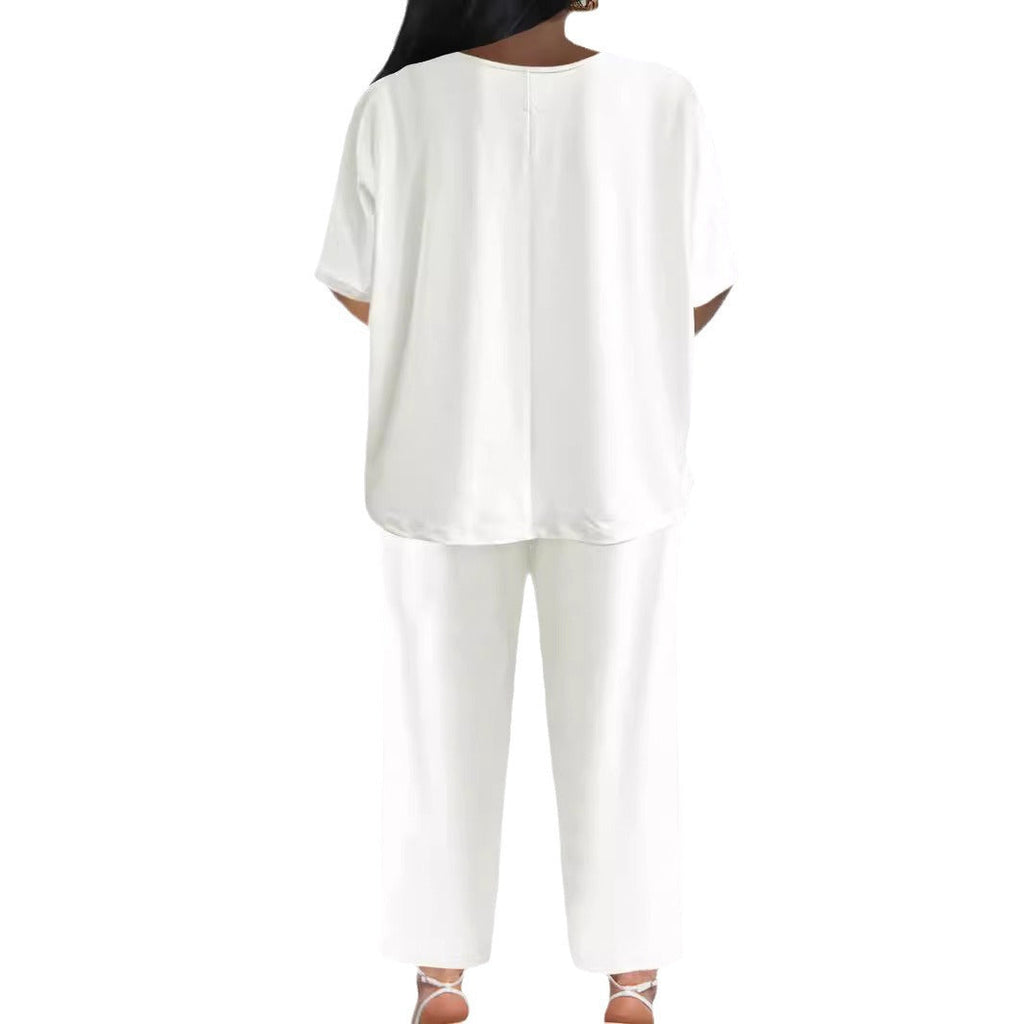Eleganter Damen-Jumpsuit mit V-Ausschnitt und weitem Bein, Größe