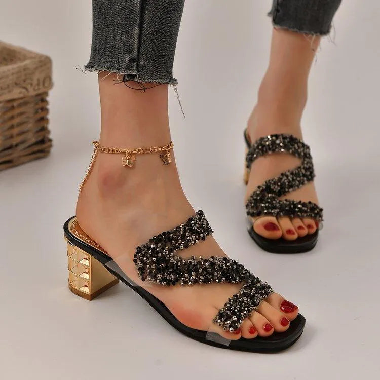 Valenzora | Sandals with heels and sequins