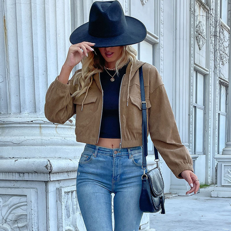 Damen-Cordjacke mit lässiger Passform und praktischen Taschen, Größe [size missing]