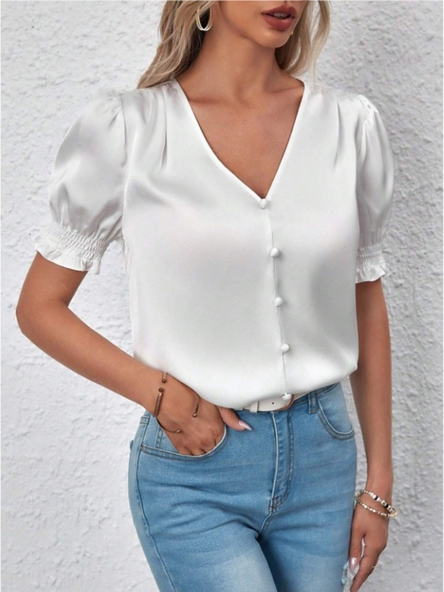 Valenzora | Casual short-sleeved ruffled shirt