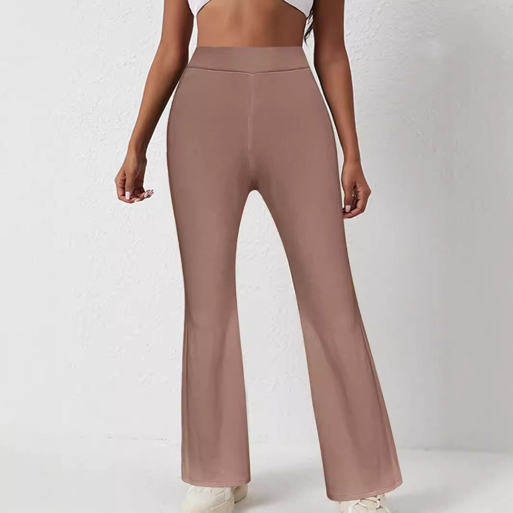 Damen-Bootcut-Hose mit hoher Taille und elastischem Bund, Größe