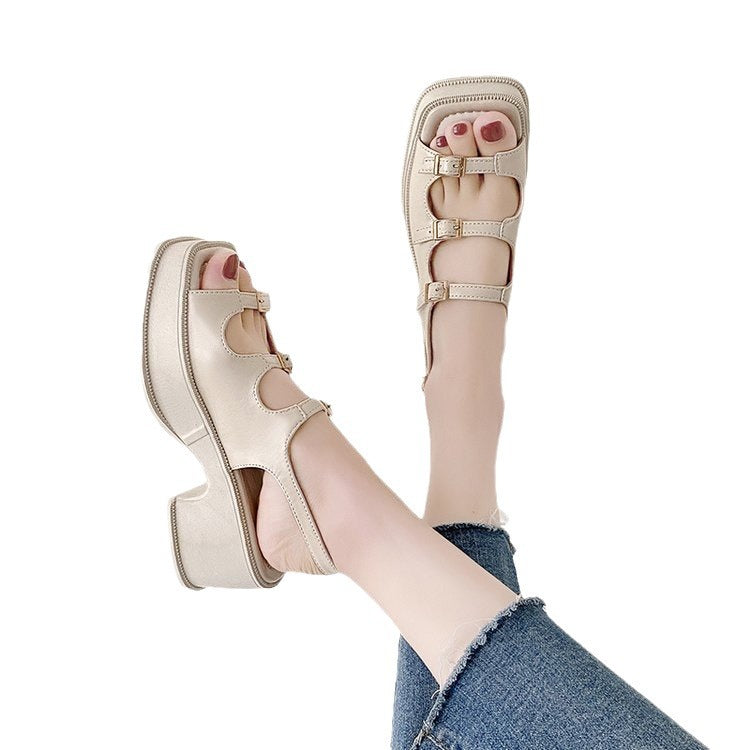 Women's platform sandals with adjustable straps and fashionable block heel, size Valenzora