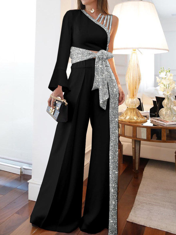 Valenzora | Off-Shoulder Wide Leg Trousers Set