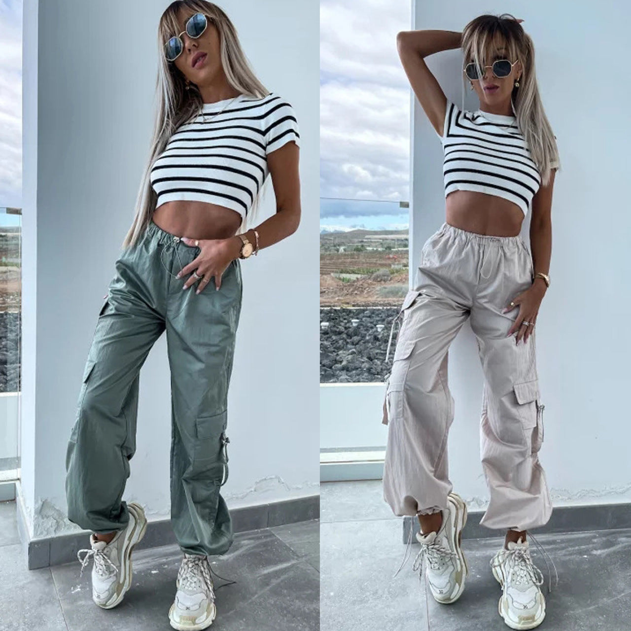 Women's cargo trousers in a relaxed fit with practical pockets, size Valenzora