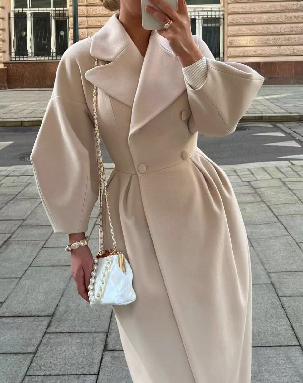Damen Maxicoat Oversized mit Schulter-zu-Schulter-Oberteil und zweifarbiger Vorderseite, Größe