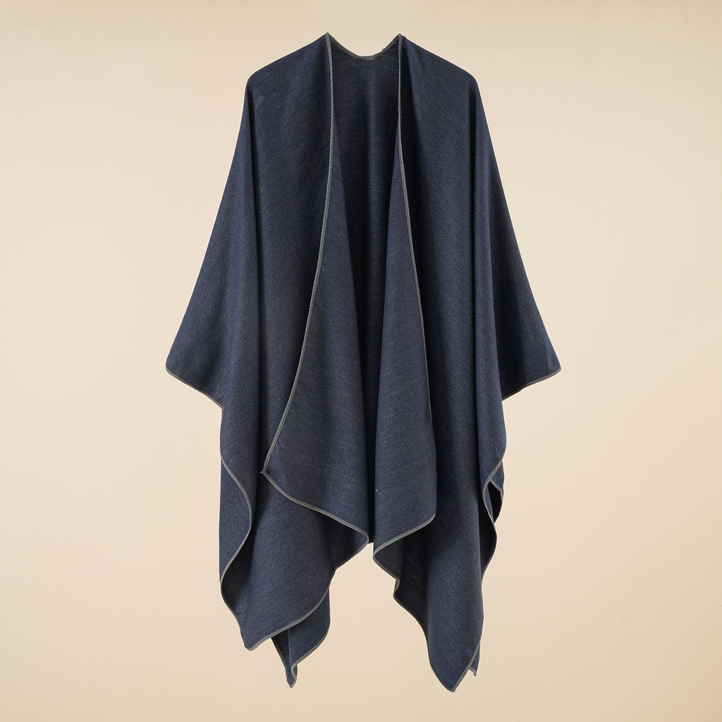 Women's Elegant Wrap Poncho in Soft Wool Blend, Size