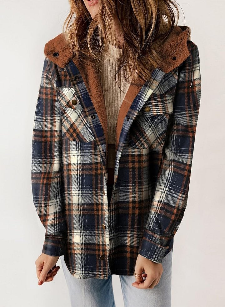 Women's flannel jacket with fleece lining, size