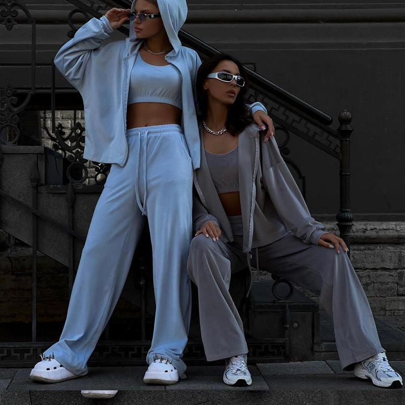 Women's sporty lounge set with casual hoodie and elasticated trousers, size
