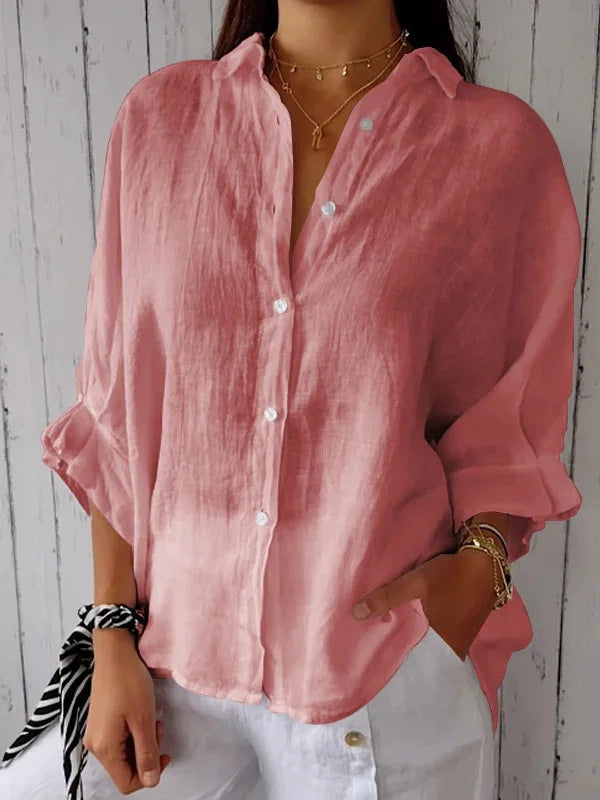 Women's lightweight linen blouse with a relaxed fit, size
