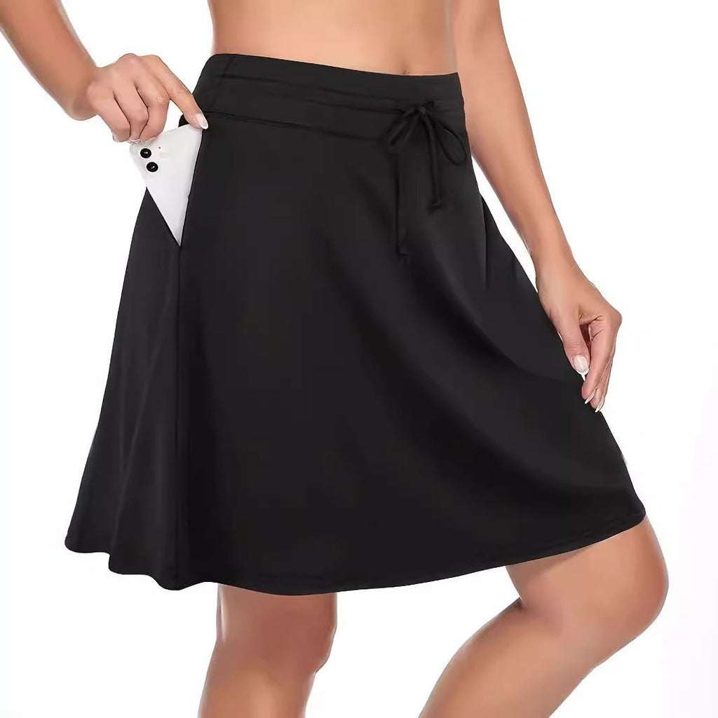 Damen Sportrock mit integrierter Shorts und praktischer Smartphonetasche, Größe