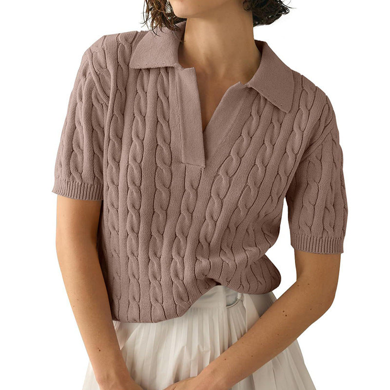 Valenzora | Pullover mit Polokragen und Zopfmuster