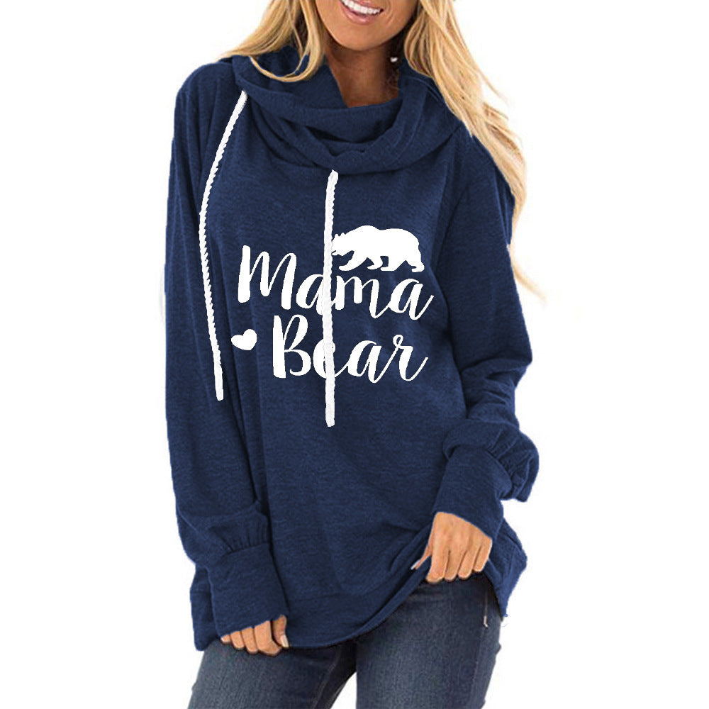 Women's casual hooded shirt with a deep neckline and unique print, size [size]