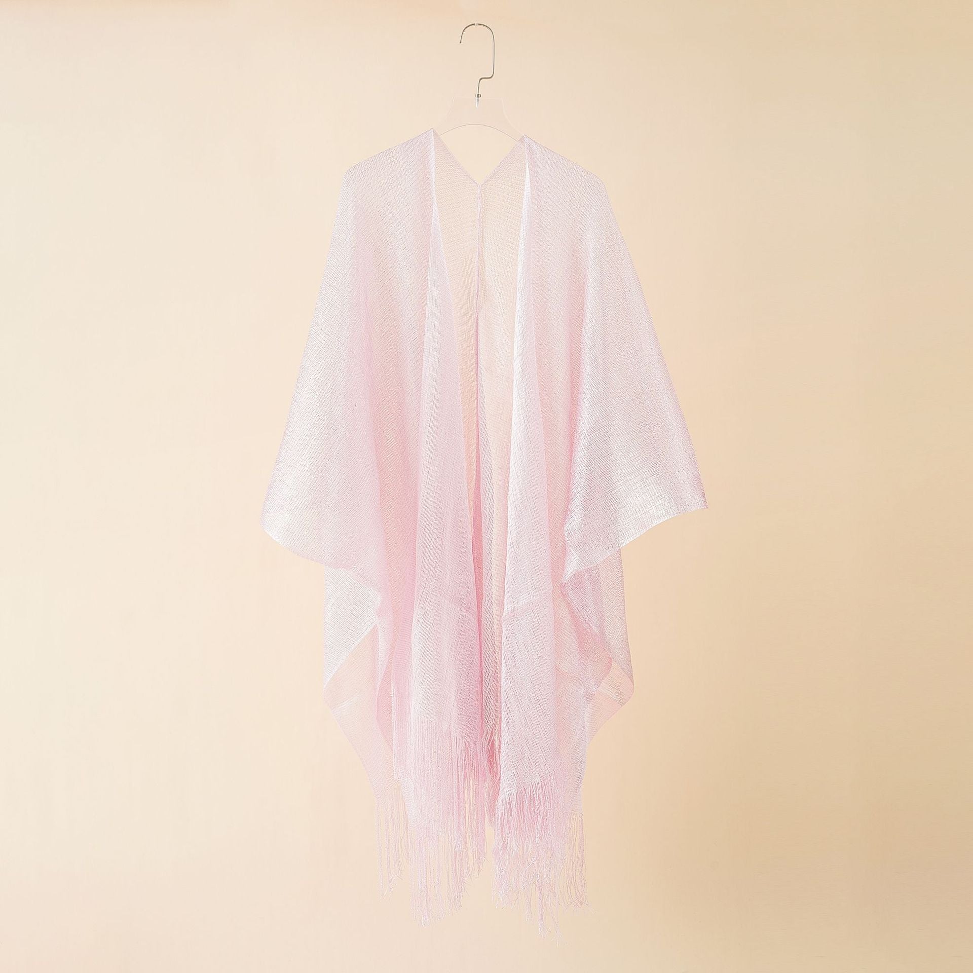 Women's fringed kimono in a transparent, airy fabric, size Valenzora