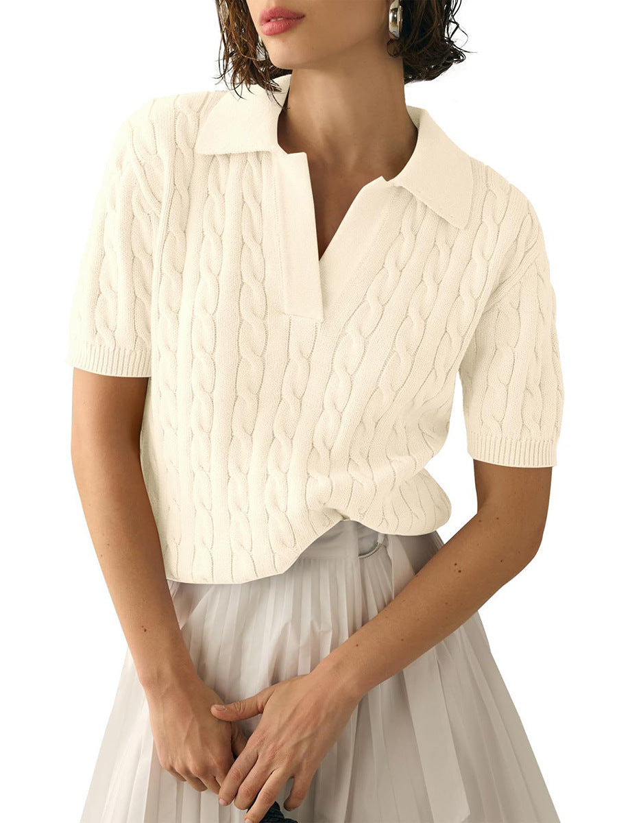Valenzora | Pullover mit Polokragen und Zopfmuster