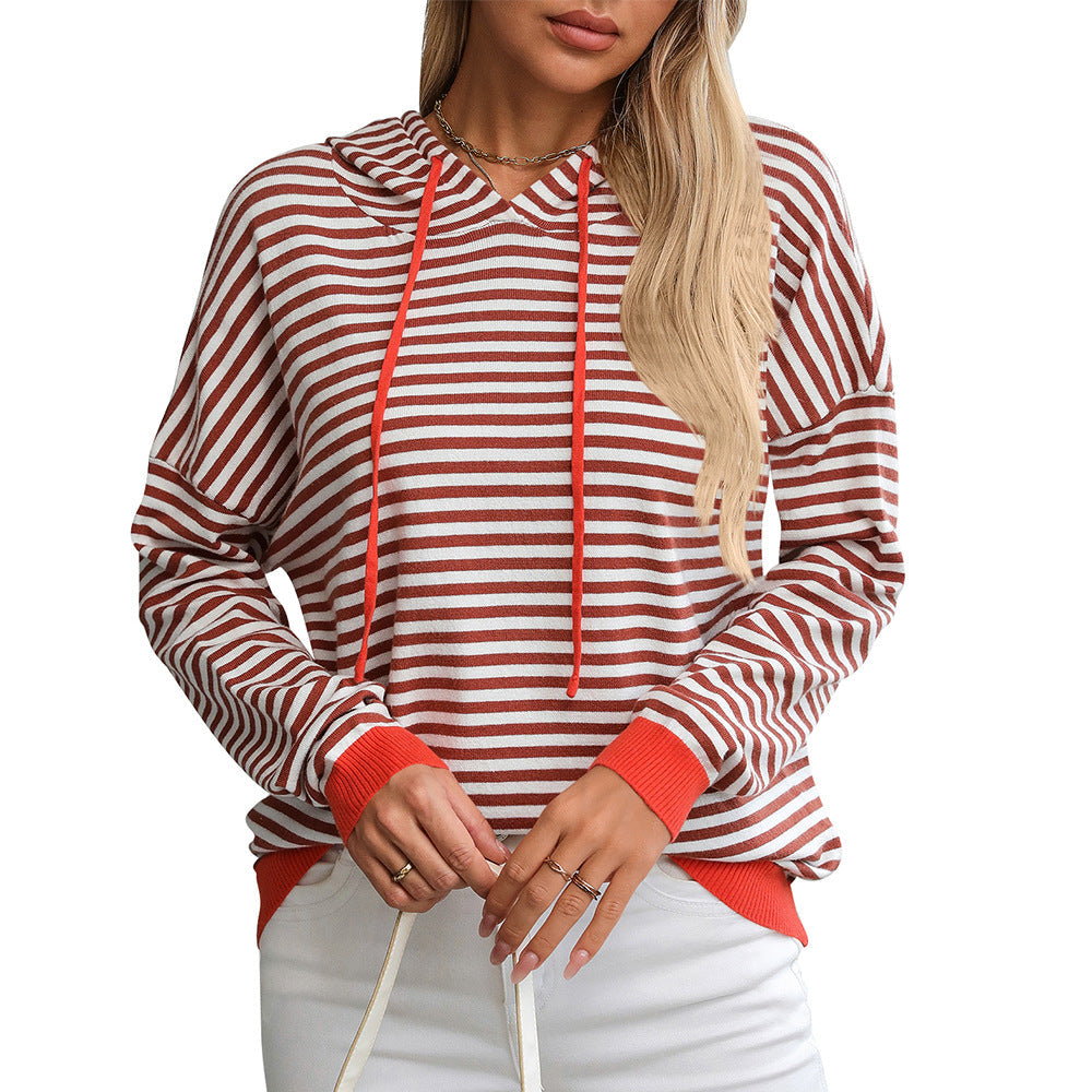 Women's striped hoodie with a relaxed fit and contrasting details, size S