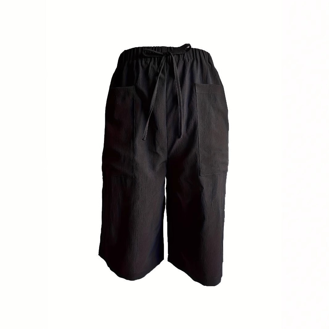 Women's casual culotte shorts with elasticated waistband and practical side pockets, size Valenzora