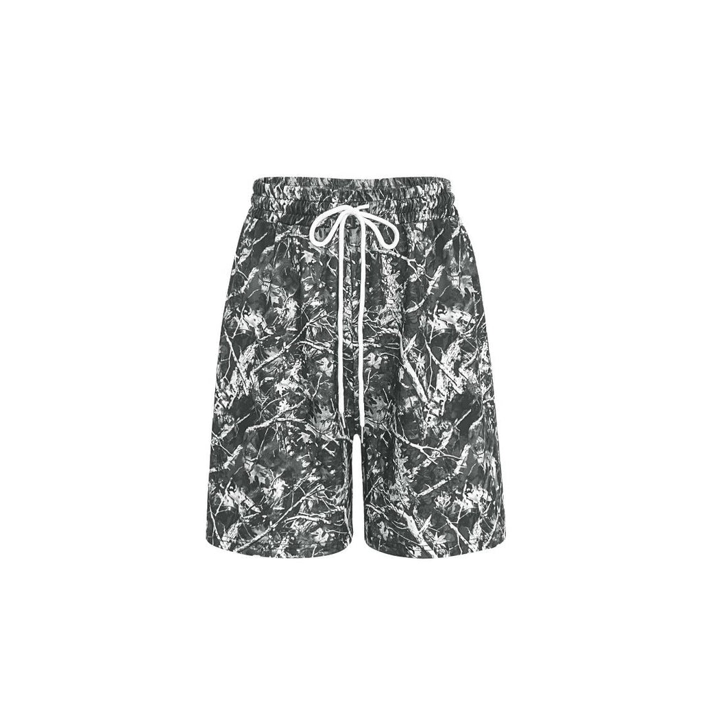 Women's casual shorts with a stylish camouflage pattern and elastic waistband, size S