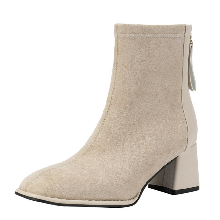 Women's ankle boots with elegant block heel and soft upper material, size Valenzora