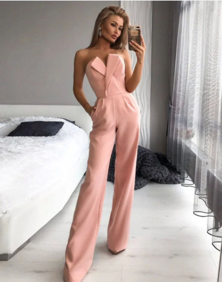 Valenzora | Asymmetrischer Revers-Jumpsuit mit mittlerer Taille für Pendler