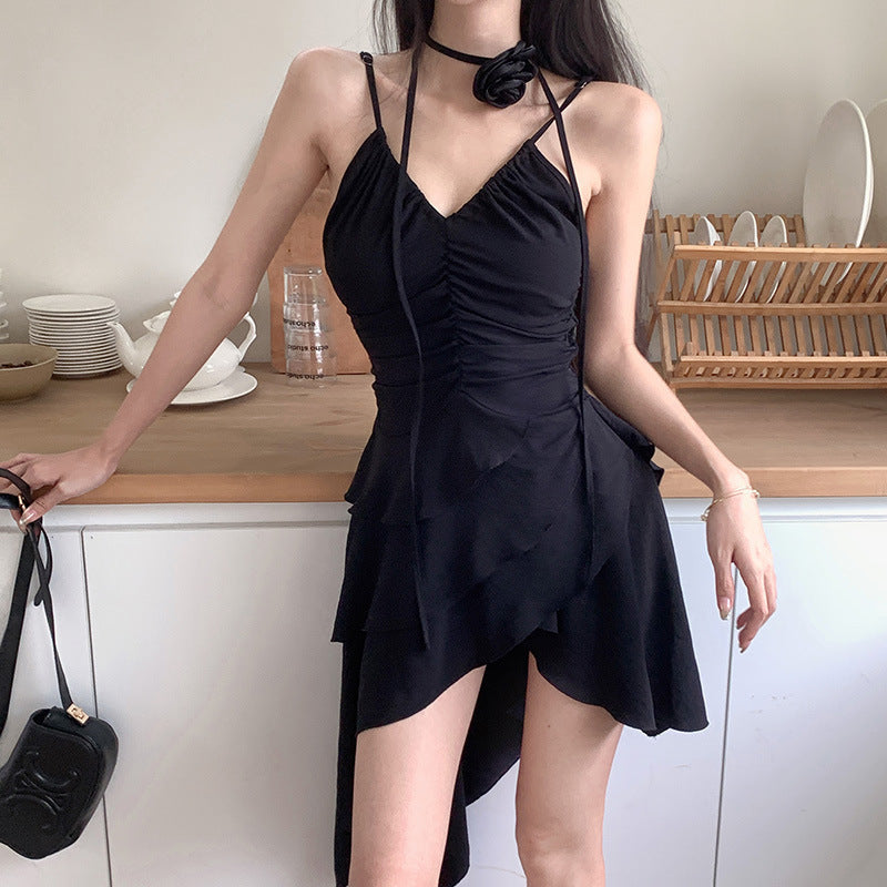 Women's asymmetric summer dress with ruffle details Drune