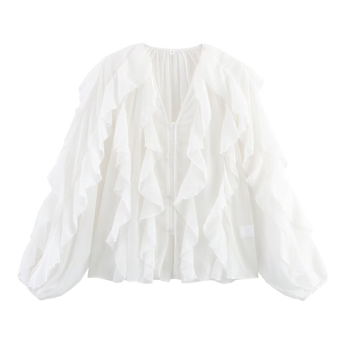 Damenbluse mit voluminösen Rüschendetails und elegantem Schnitt, Größe S