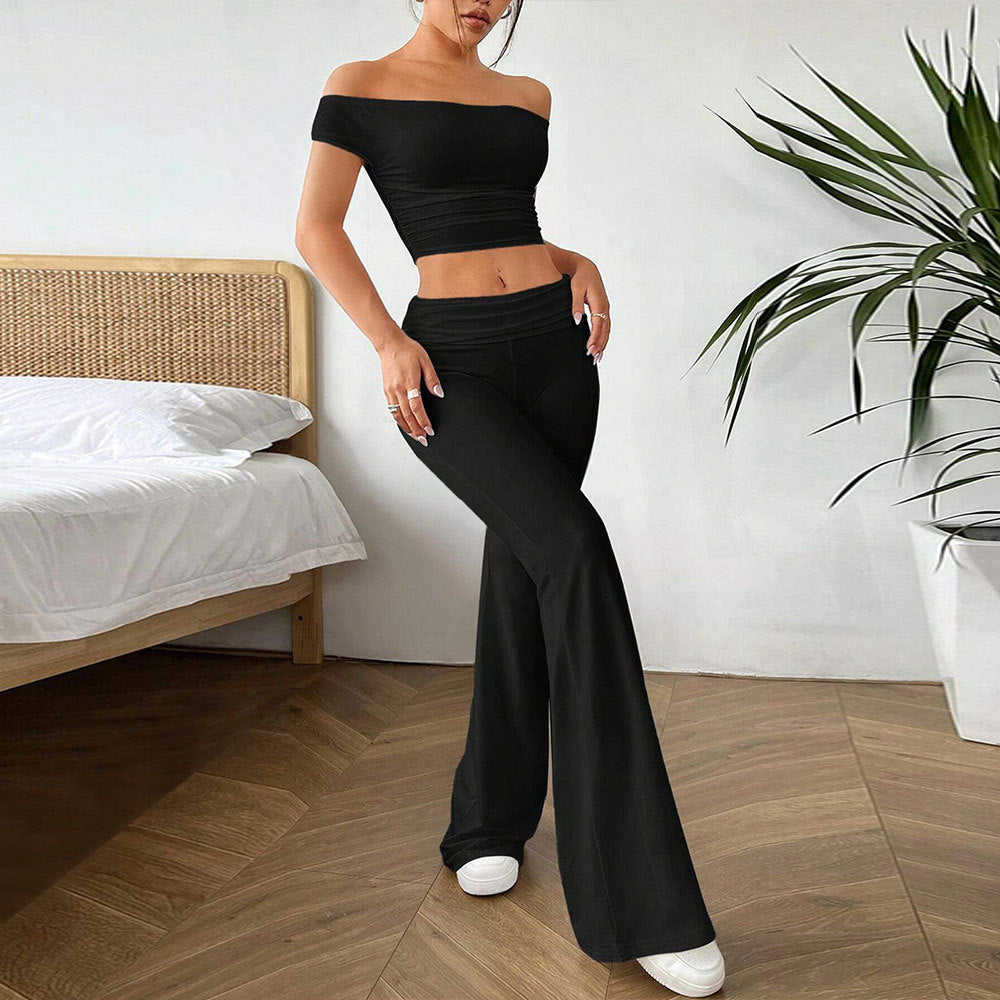 Women's cropped top and palazzo pants set, size