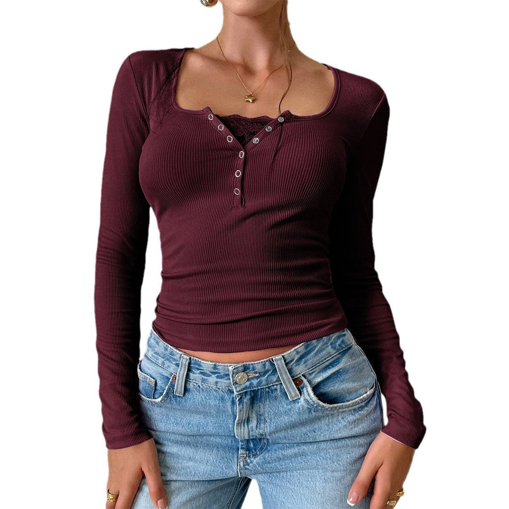 Women's long-sleeved shirt with button placket and ribbed texture, size