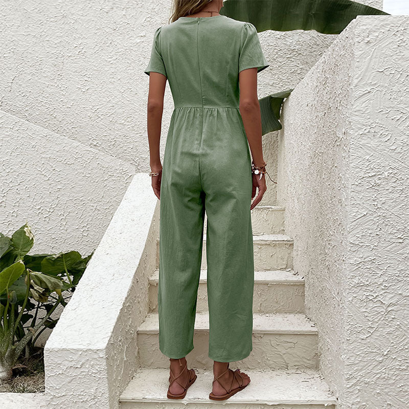 Damen-Jumpsuit mit Knopfdetails und luftigem Schnitt, Größe S