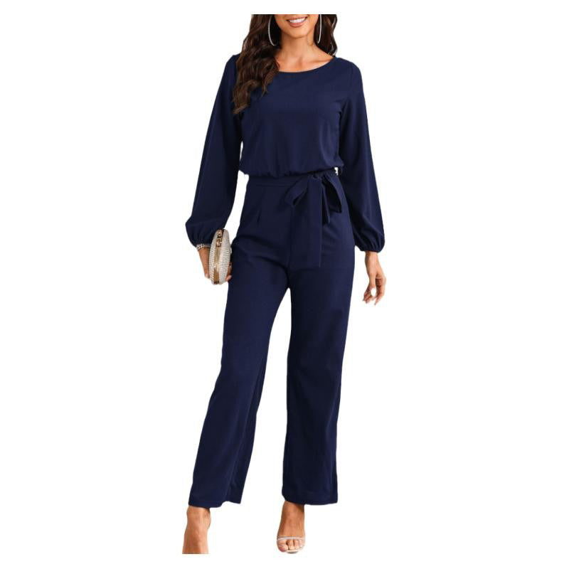 Women's elegant jumpsuit with elegant sleeves and a tailored cut, size S