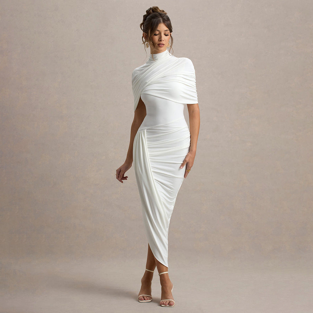Elegantes, figurbetontes Abendkleid für Damen mit Rüschen, Größe