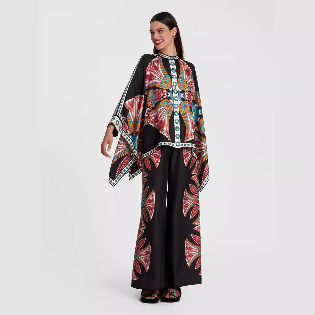 Valenzora | Stand-up collar top and trouser set