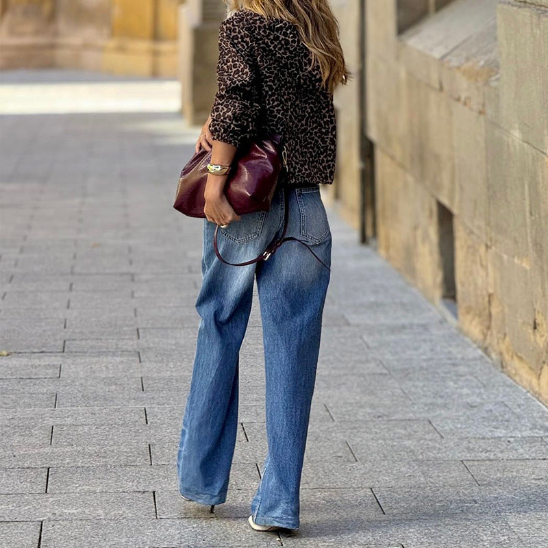 Women's leopard print jacket in a relaxed fit, size