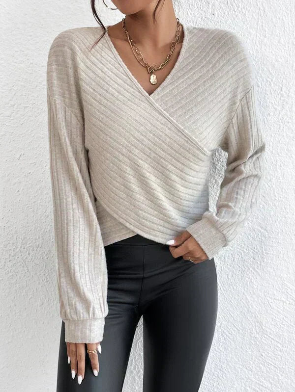 Valenzora | V-Ausschnitt Wickelpullover für mühelosen Stil für Frauen