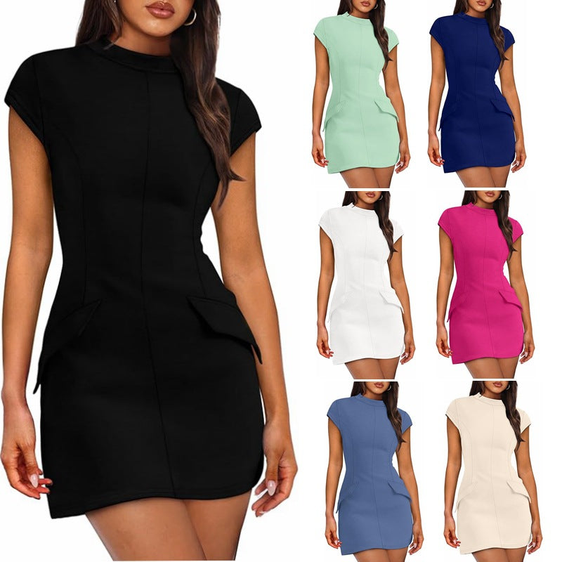 Women's Bodycon Dress with Convenient Pockets Drune