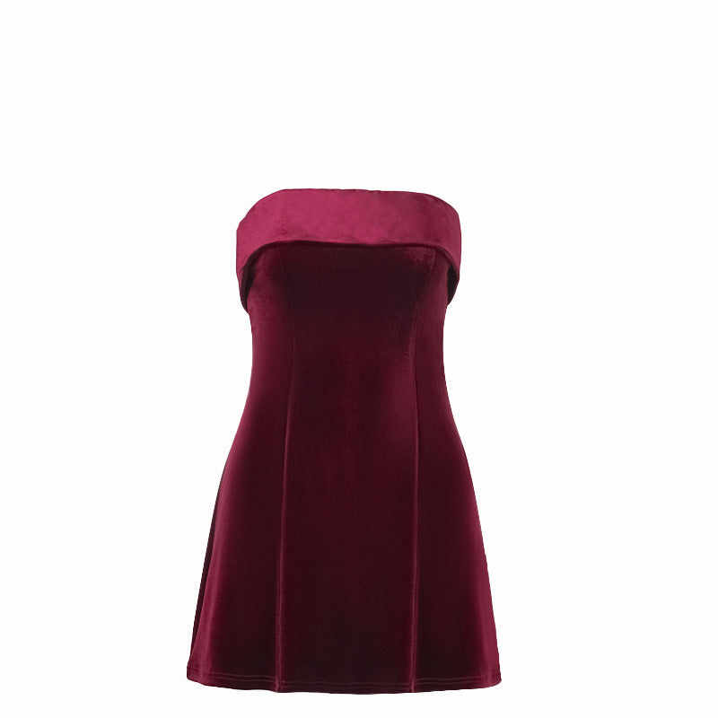 Women's bustier mini dress in soft velvet, size