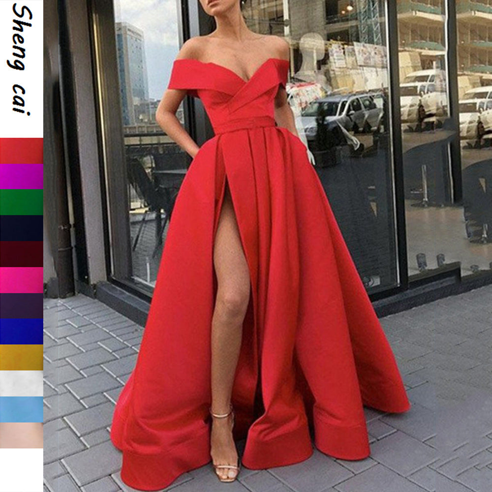 Valenzora | eBay Satin Multicolored Deep V-Neck Dress