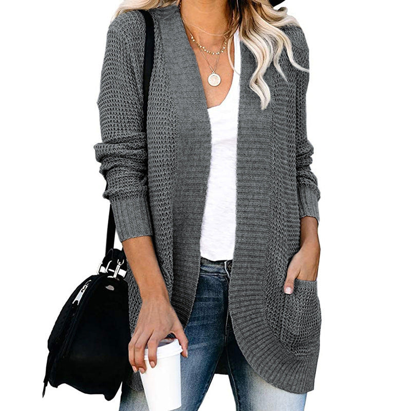 Damen-Cardigan mit offener Passform und Seitentaschen, Größe