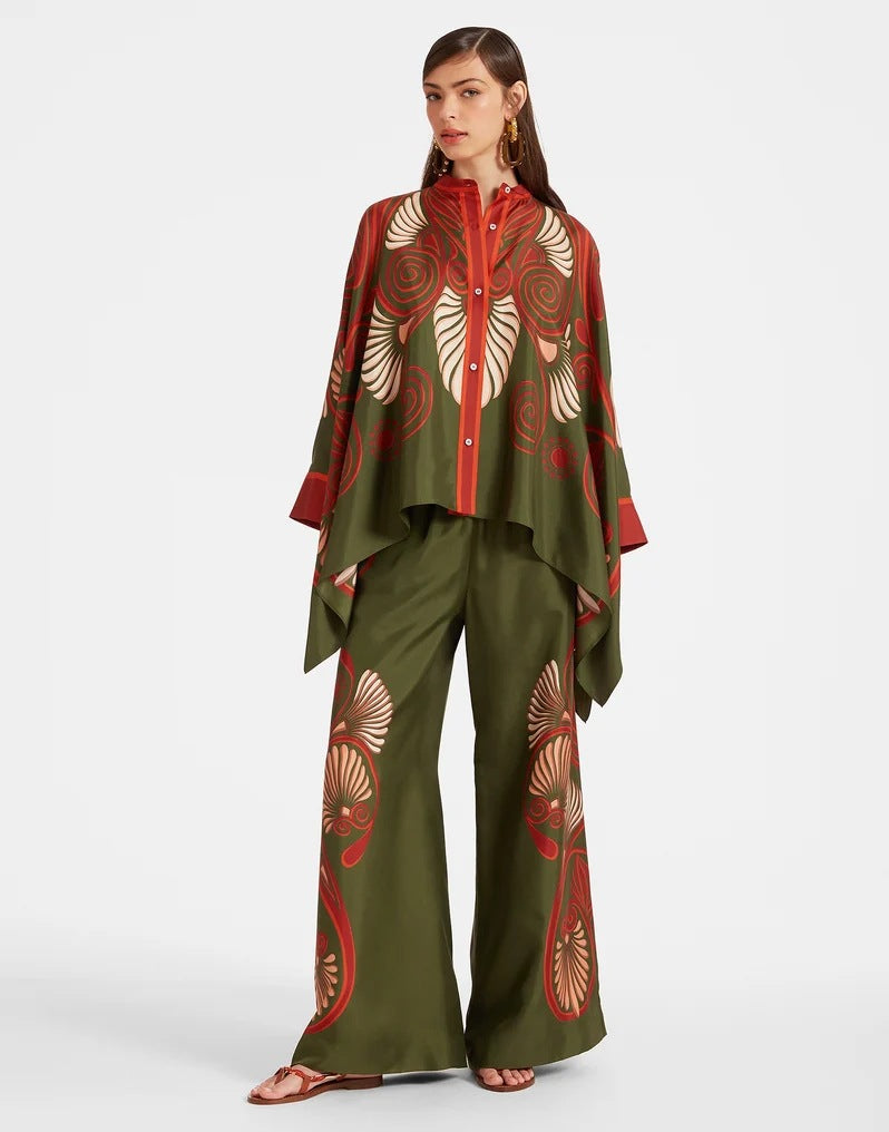 Valenzora | Stand-up collar top and trouser set