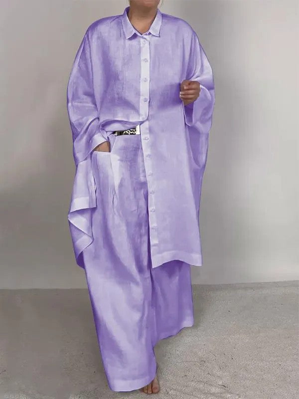 Valenzora | Solid Color Wide Leg Two-Piece Set