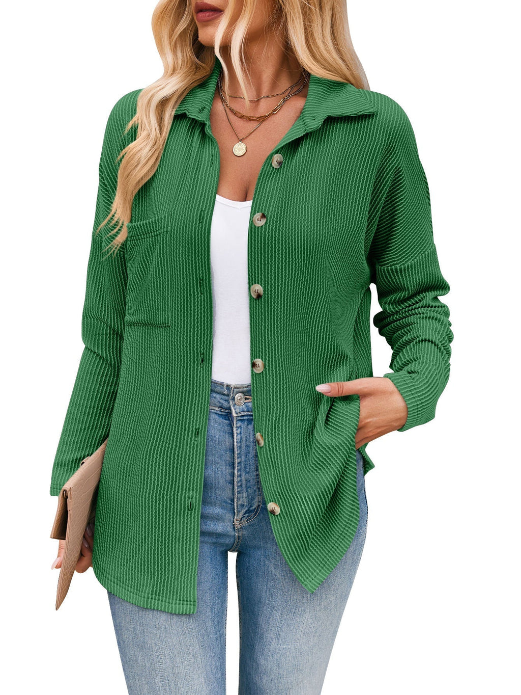 Damen-Freizeit-Strickjacke mit Knopfleiste, Größe