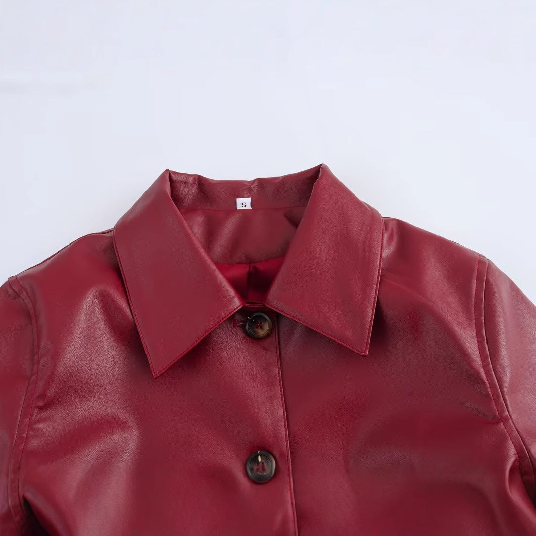 Valenzora | Einfarbige Lederjacke