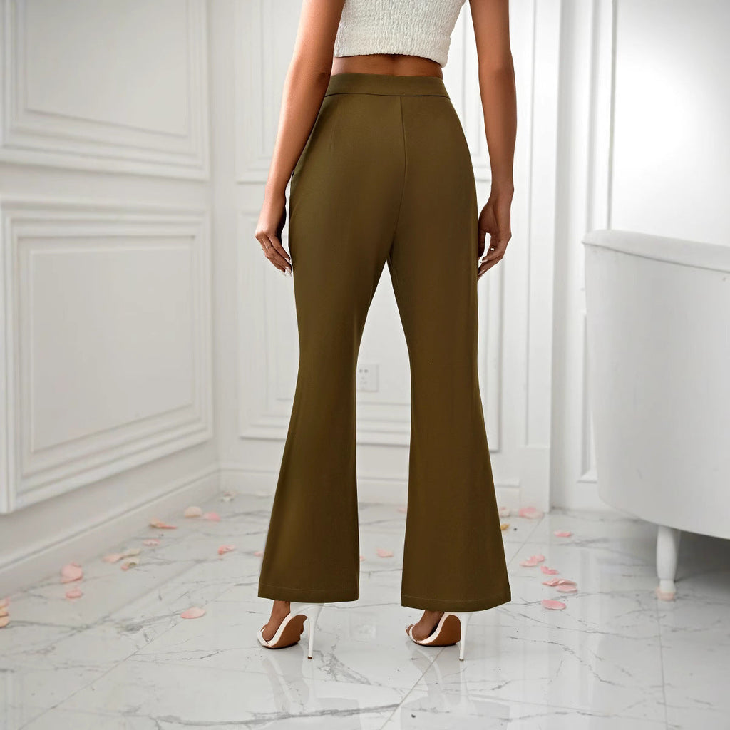 Elegante Damen Schlaghose mit Seitenschlitzen und hoher Taille, Größe