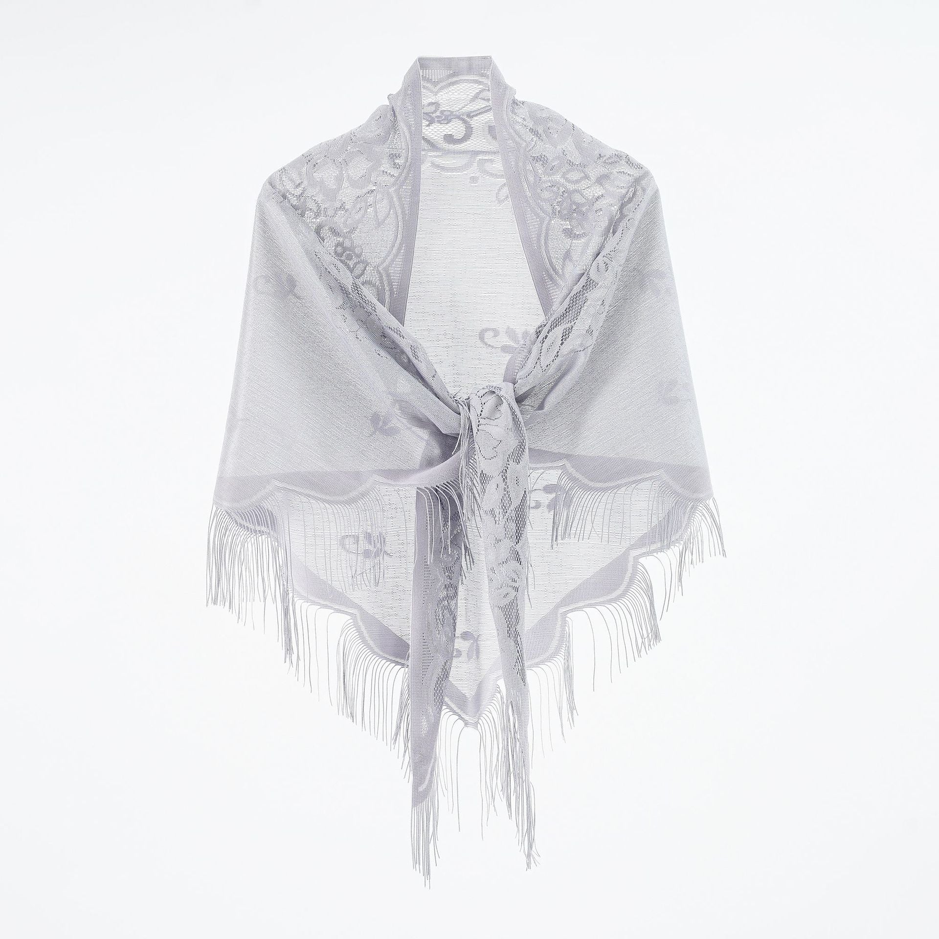 Women's Elegant Chiffon Scarf with Artful Fringes, Size